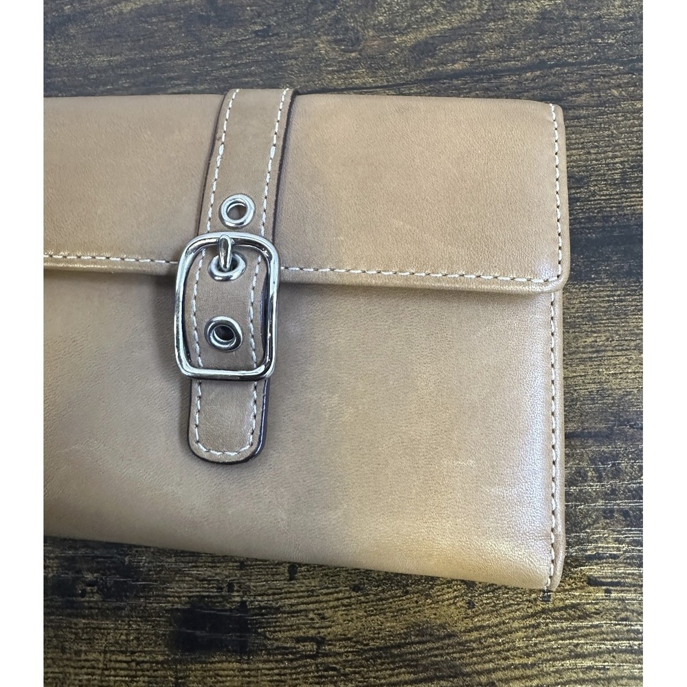 Coach Soho Buckle Trifold Wallet Saddle Brown Leather Deep Red Inner Vintage Y2K - Picture 5 of 16